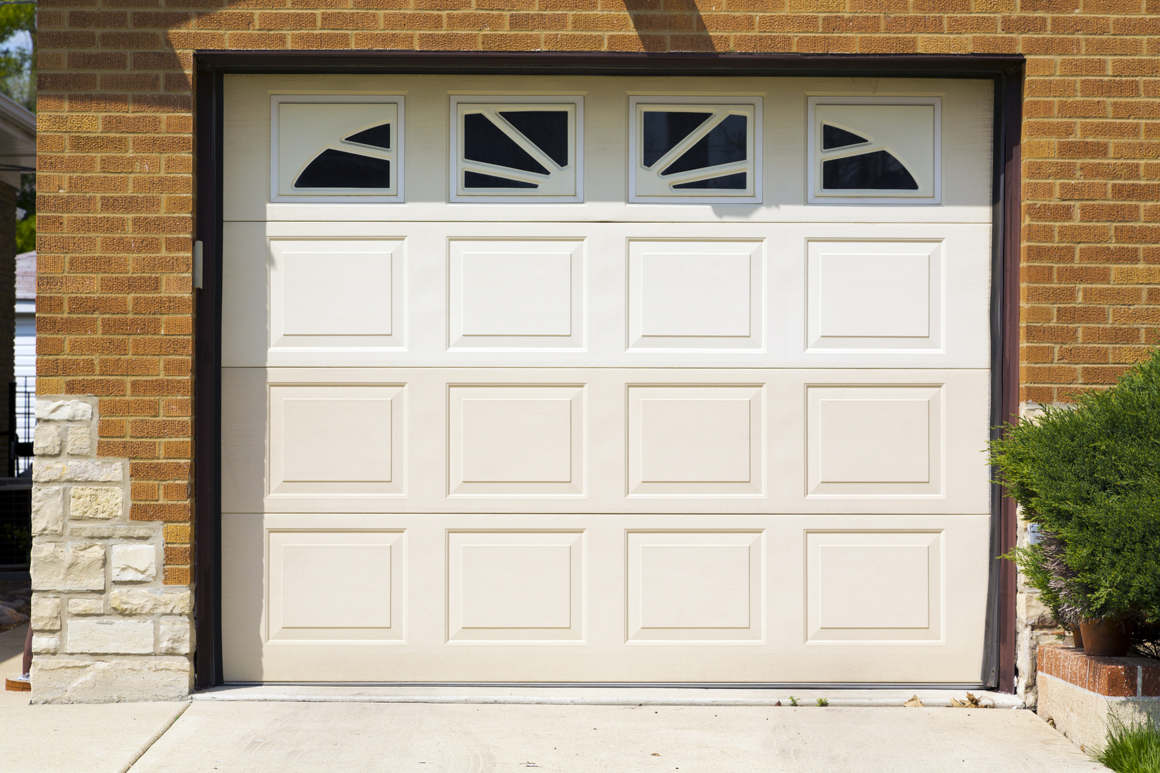 White garage door in private house