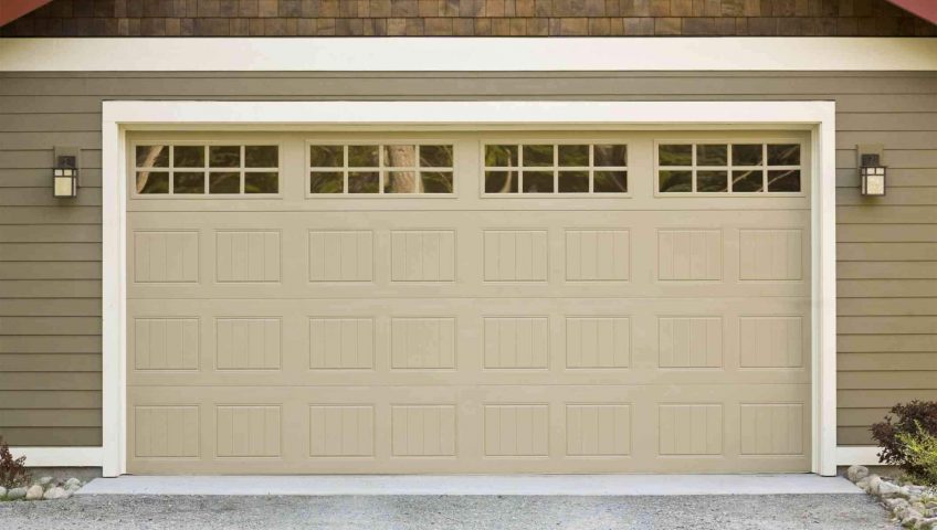 Closed garage door in private house