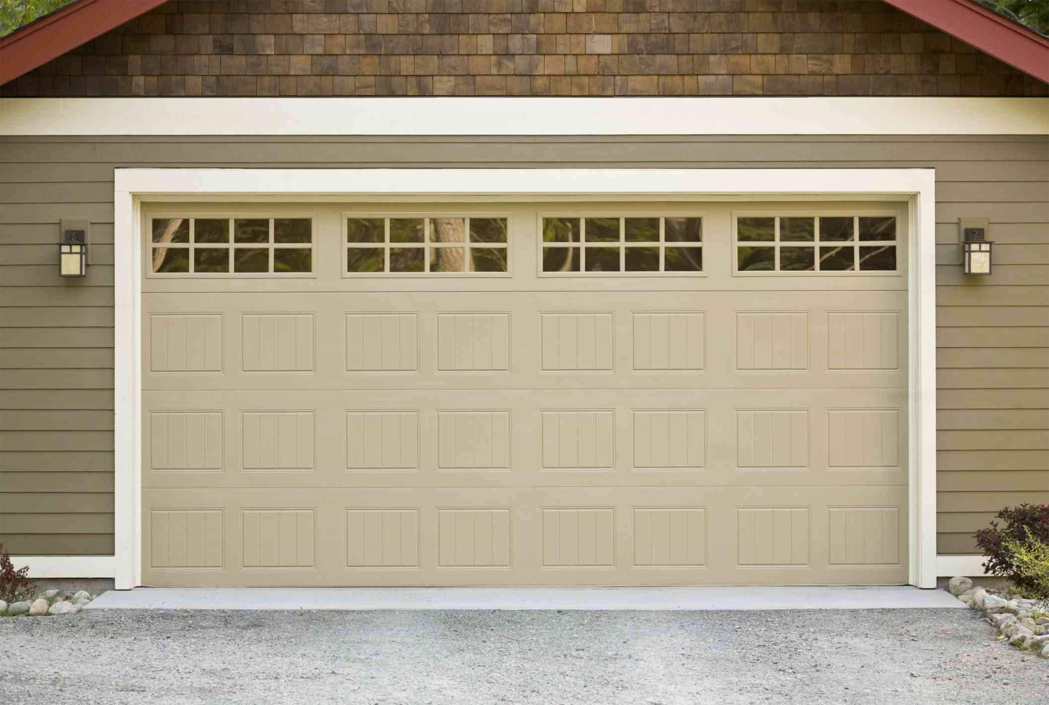 Closed garage door in private house