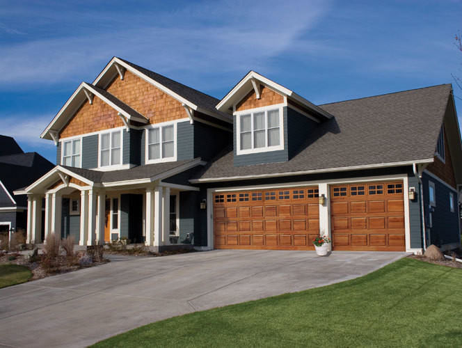 Brown garage doors in a private house