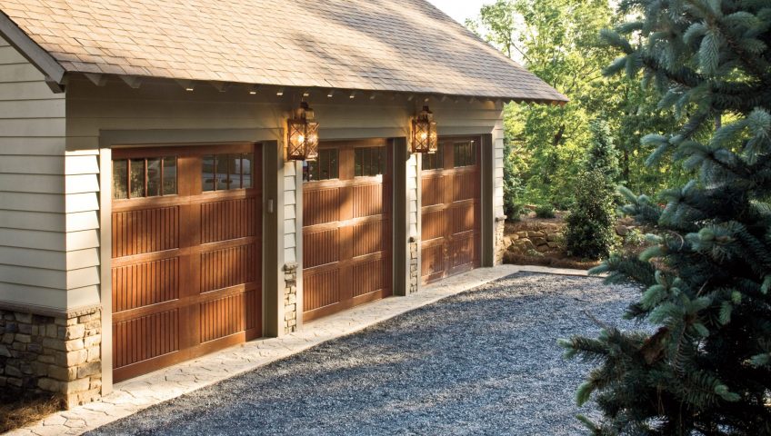 Three brown garage doors