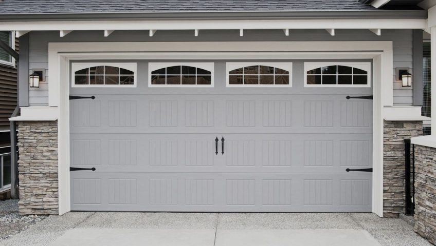 Grey insulated garage door